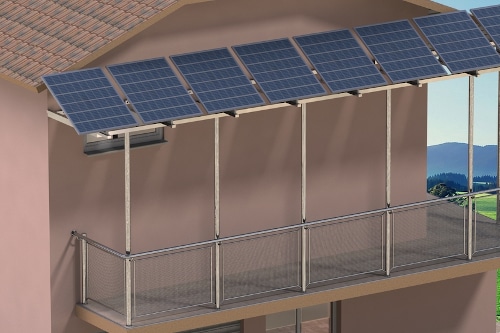 fotovoltaico da balcone su impalcatura